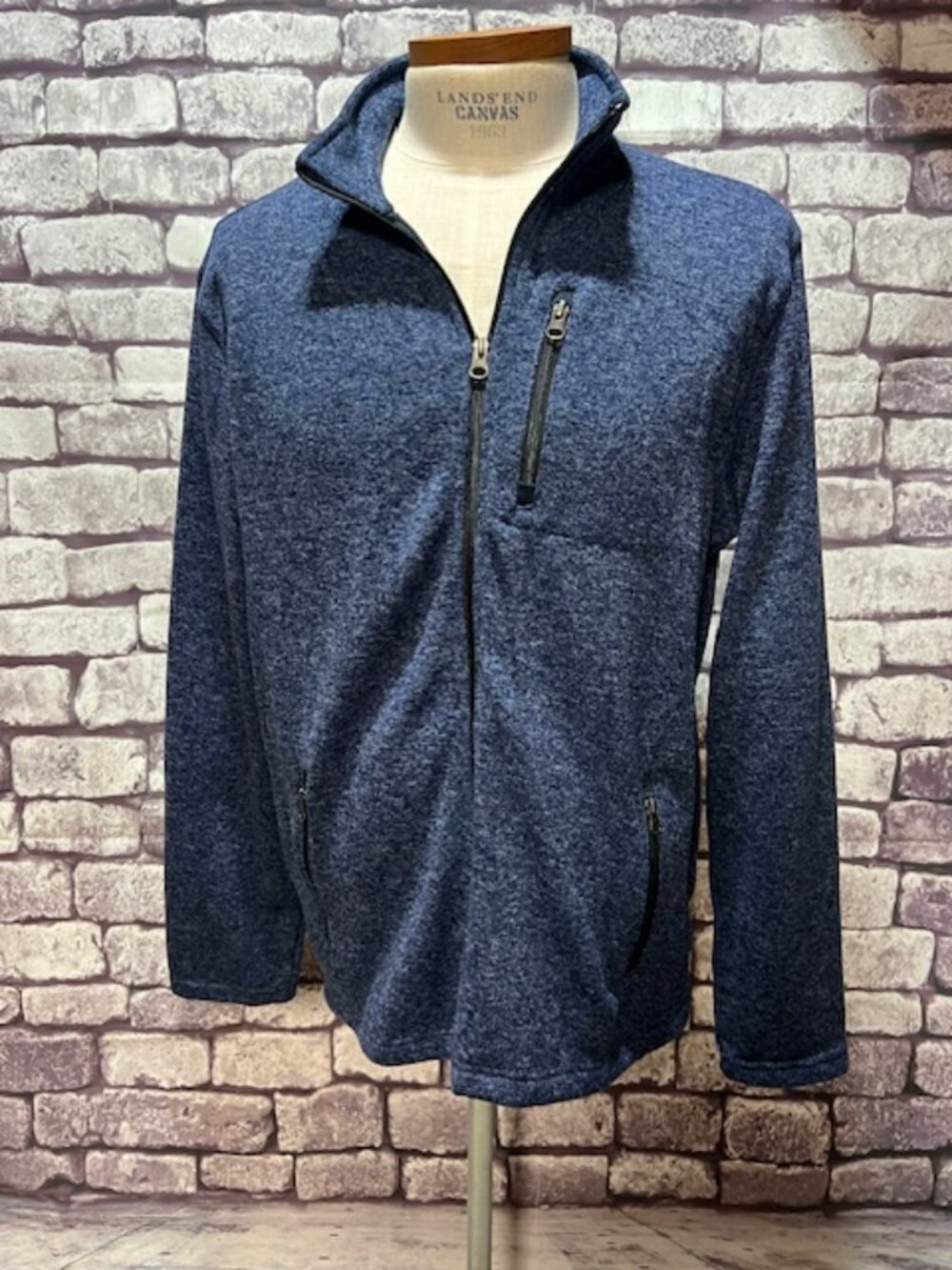 Sonoma Men's Blue Heathered Zip Up Jacket Size XXL
